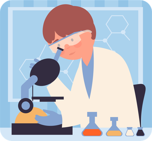 Male scientist doing medical research  Illustration