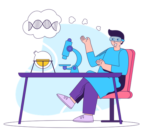 Male Scientist doing research Illustration