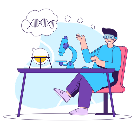 Male Scientist doing research  Illustration