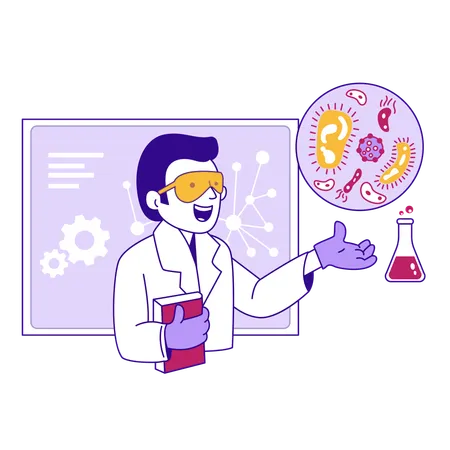 Male Scientist doing research on viruses  Illustration