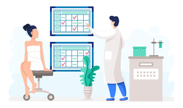 Male scientist doing schedule research  Illustration