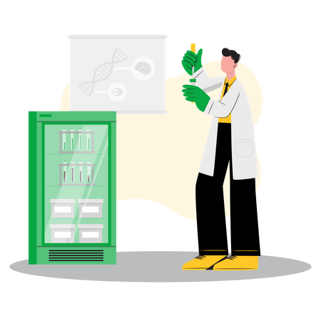 Male scientist experiment in lab  Illustration