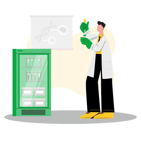 Male scientist experiment in lab  Illustration