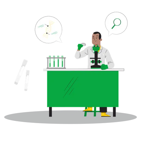 Male scientist Experiment in lab  Illustration