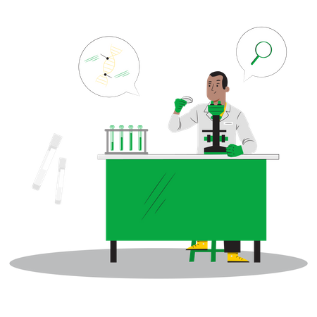 Male scientist Experiment in lab  Illustration