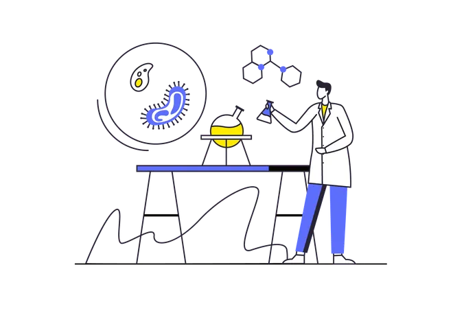 Male scientist experiment in Science lab  Illustration