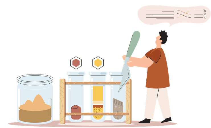 Male scientist experiment in soil  Illustration