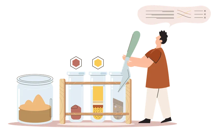 Male scientist experiment in soil  Illustration