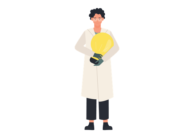 Male scientist getting research idea  Illustration