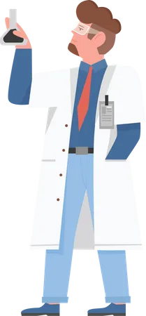 Male Scientist holding flask  Illustration