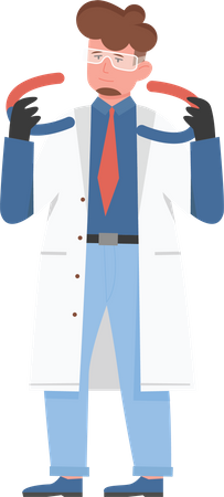 Male Scientist holding magnet  Illustration