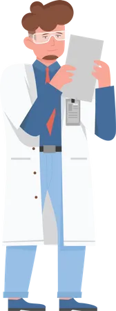 Male Scientist holding report  Illustration