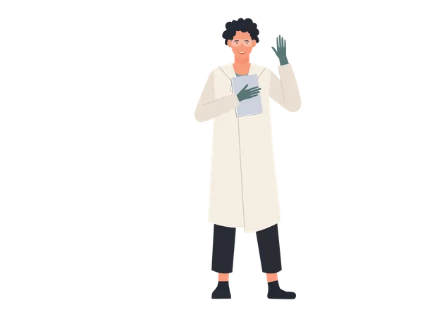 Male scientist holding research report  Illustration