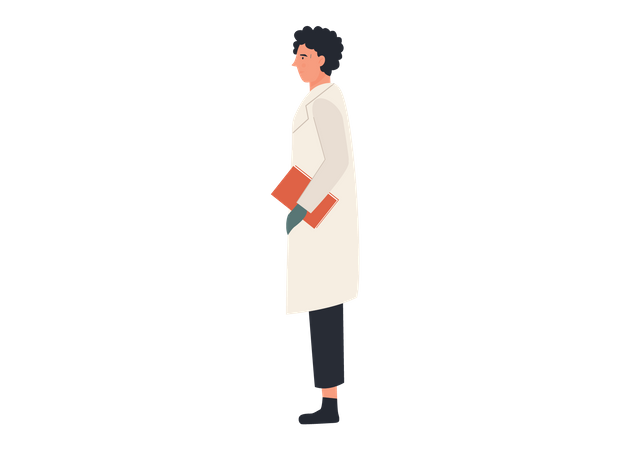 Male scientist holding research report  Illustration