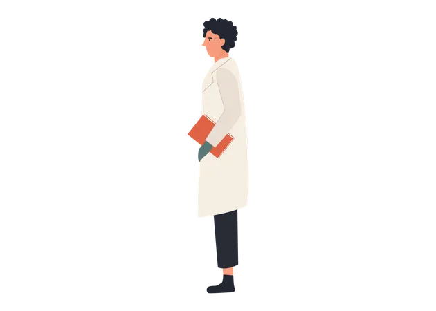 Male scientist holding research report  Illustration