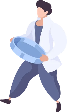 Male scientist holding sample petri  Illustration