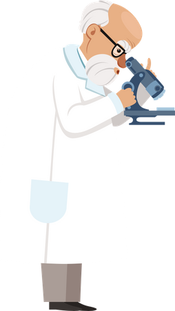 Male scientist looking into microscope  Illustration