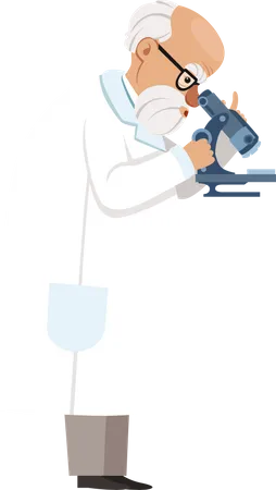 Male scientist looking into microscope  Illustration