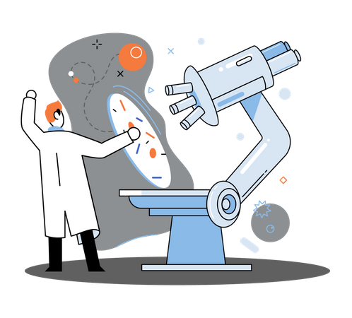 Male scientist research on diagnostic in lab Illustration