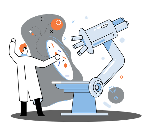 Male scientist research on diagnostic in lab  Illustration