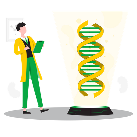 Male scientist research on dna  Illustration