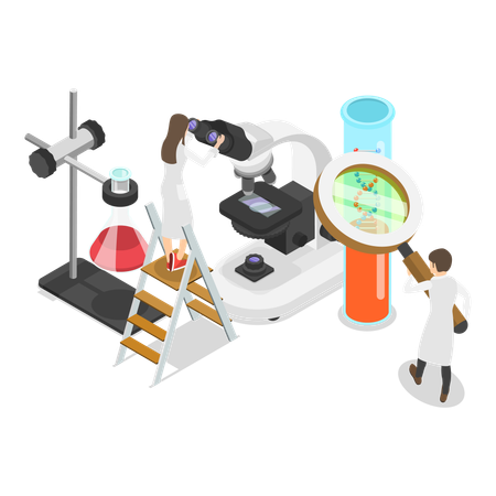 Male scientist research on dna  Illustration