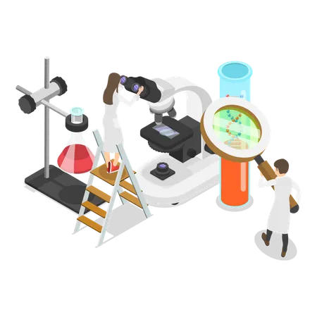Male scientist research on dna  Illustration