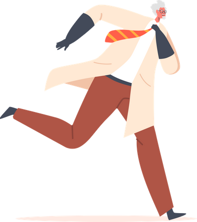 Male scientist running  Illustration