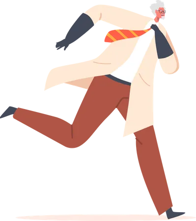 Male scientist running  Illustration