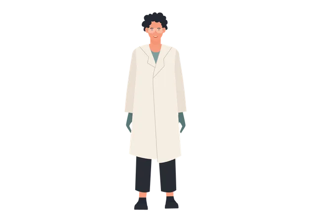 Male scientist standing  Illustration