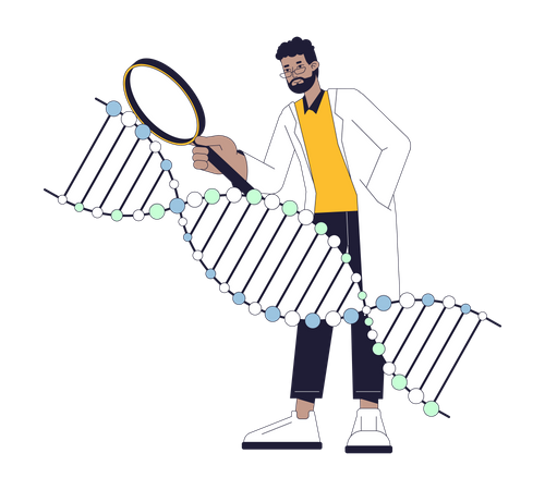 Male Scientist studying dna  Illustration