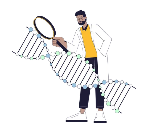 Male Scientist studying dna  Illustration