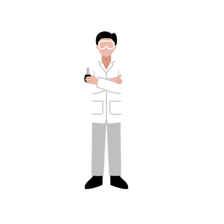 Male scientist wear safety glasses  Illustration