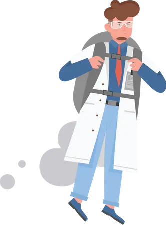 Male Scientist with bag pack  Illustration