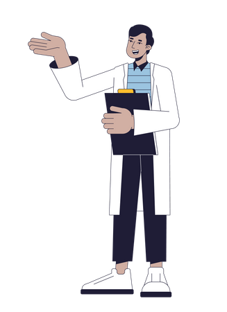 Male scientist with document  Illustration