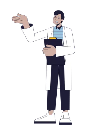 Male scientist with document  Illustration