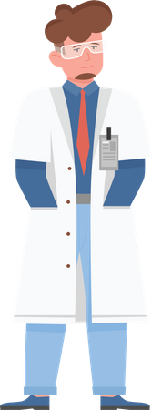 Male Scientist with hands in pockets  Illustration