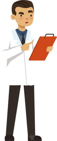 Male scientist with lab report Illustration
