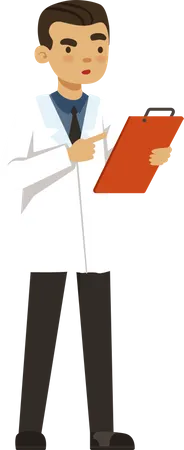 Male scientist with lab report Illustration