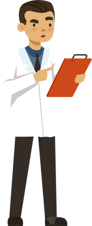 Male scientist with lab report  Illustration