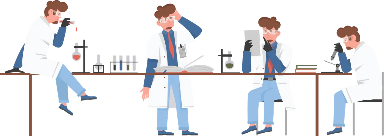 Male Scientist working in lab  Illustration