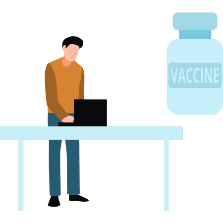 Male scientist working on vaccine Illustration
