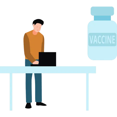 Male scientist working on vaccine  Illustration