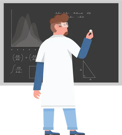 Male Scientist writing on board  Illustration