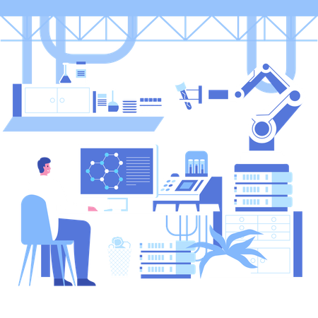 Male Scientists analyses data of research  Illustration