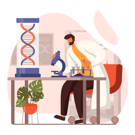Male Scientists doing dna Test in lab Illustration