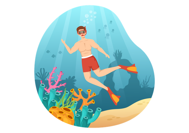 Male scuba diver  Illustration