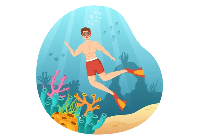 Male scuba diver Illustration