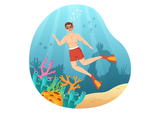 Male scuba diver  Illustration