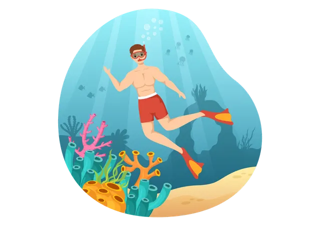 Male scuba diver  Illustration